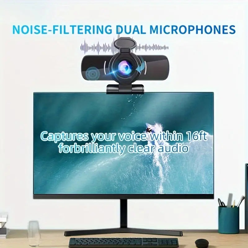 Webcam HD 1080P con Micrófono Integrado — Videollamadas Claras