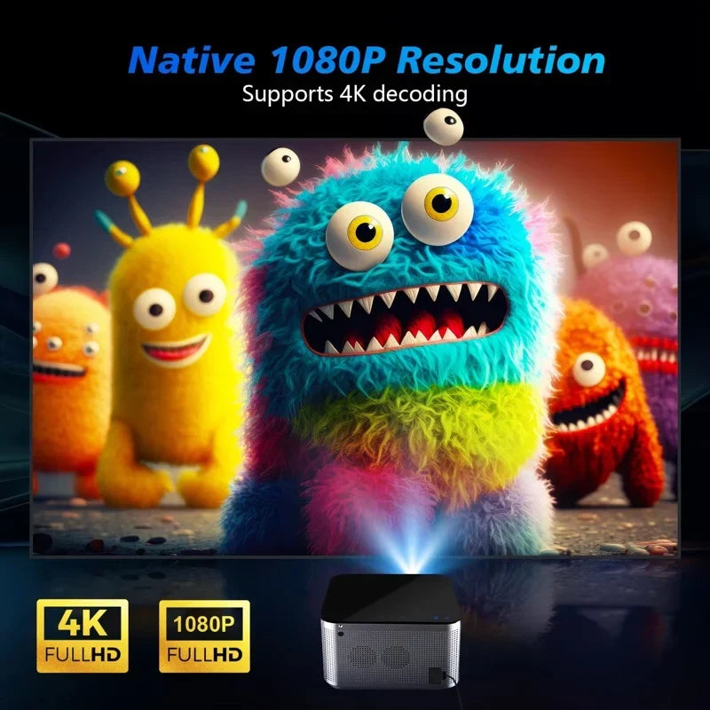 Proyector Inteligente 4K Android 11 — WiFi 6, 1080P, LED