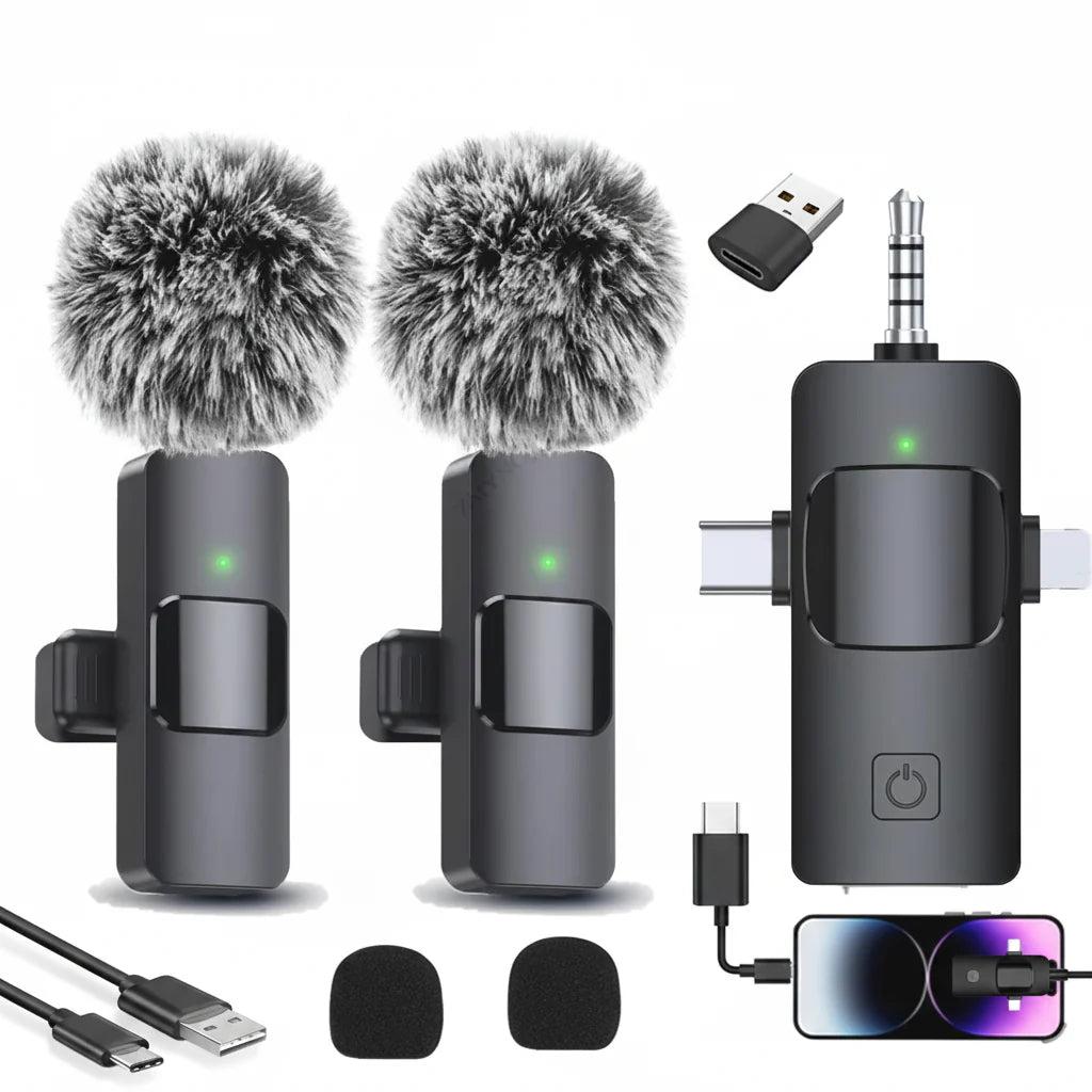 Micrófono Lavalier Inalámbrico — iPhone, Android y Grabación en Directo