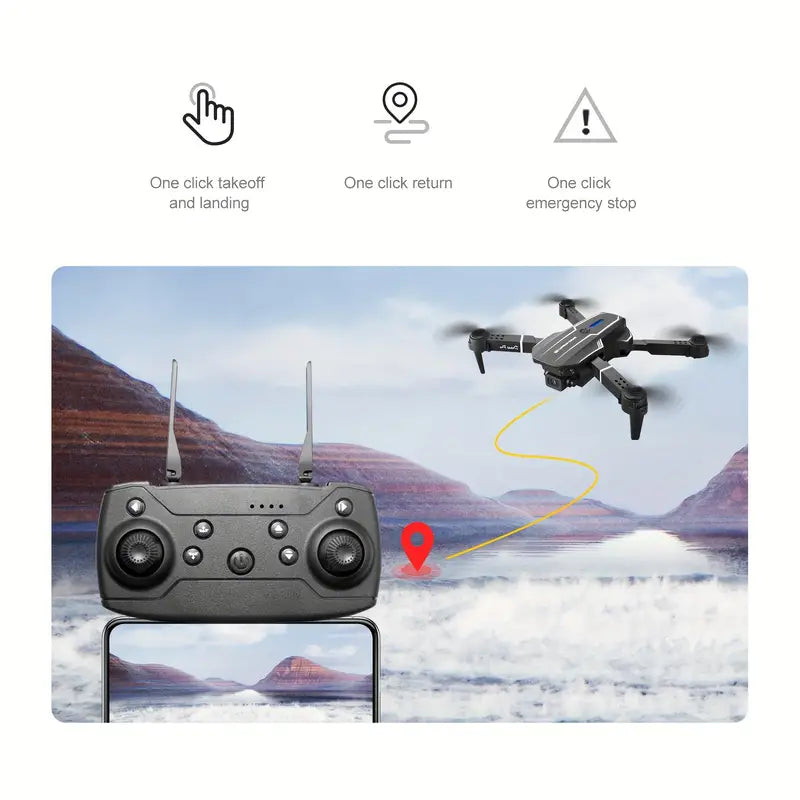 Drone Cuadricóptero E88 con Cámara HD Dual — Vuelo Estable y Fácil