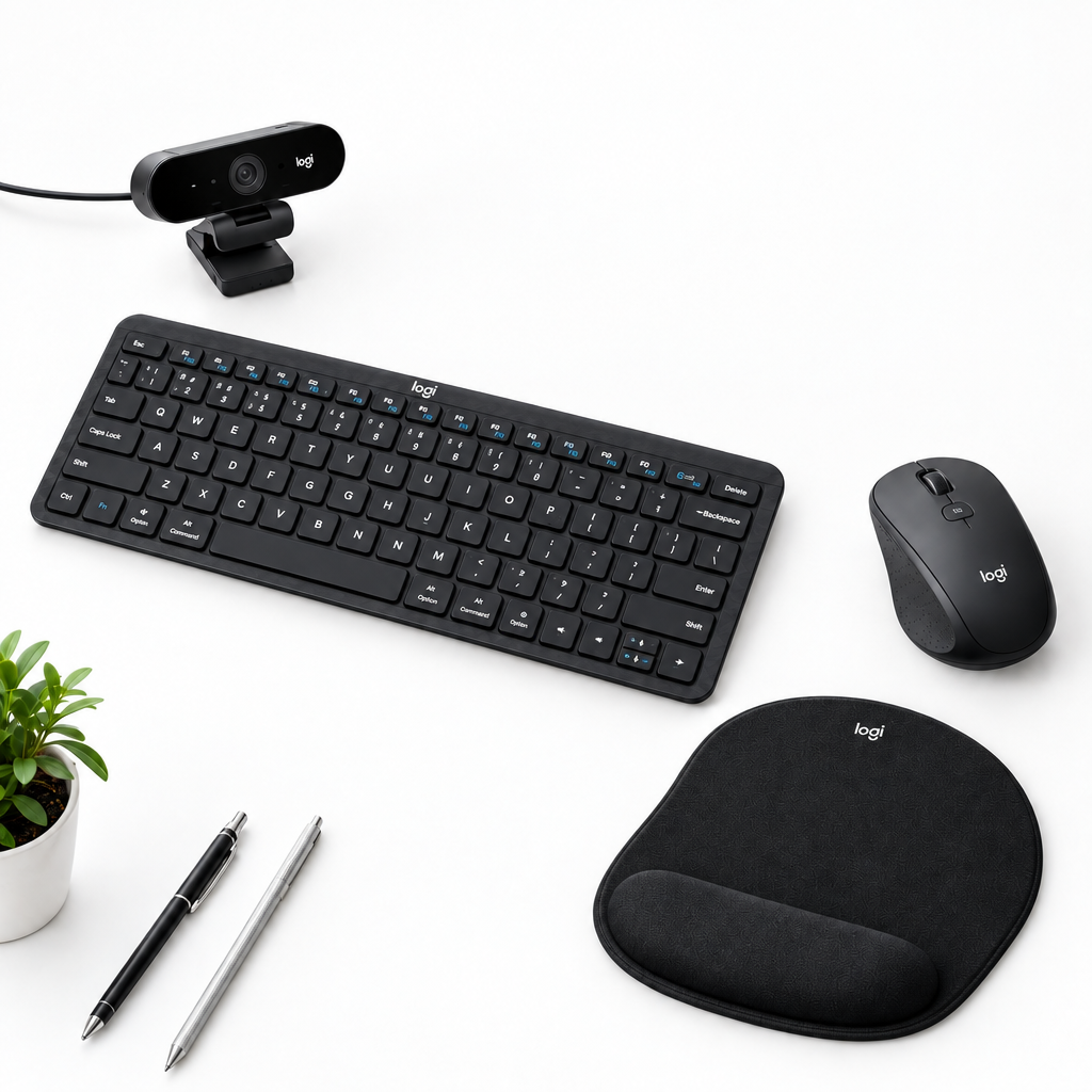Kit Home Office ENZO LAB - webcam, teclado, ratón y alfombrilla ergonómica